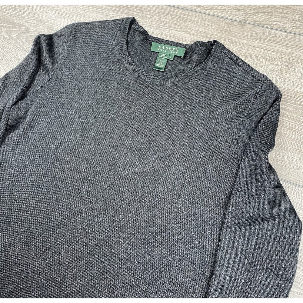 Lauren Ralph Lauren Women's Silk Cashmere Long sleeve Sweater Top Black Size S
